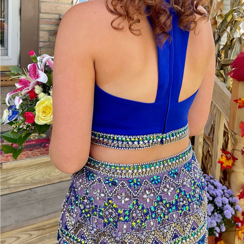 Blue Beaded Two-piece Homecoming Dress size 8